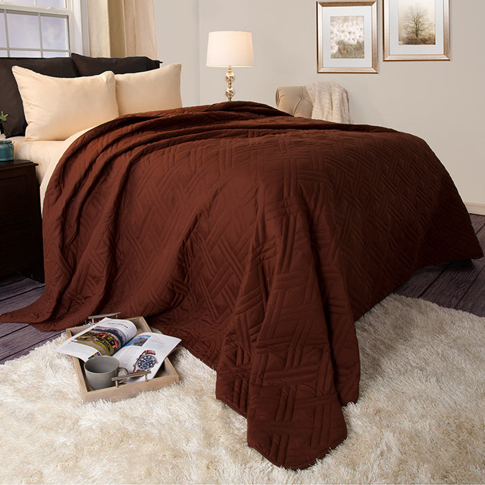 Lavish Home Solid Color Bed Quilt - Twin - Chocolate Image 1