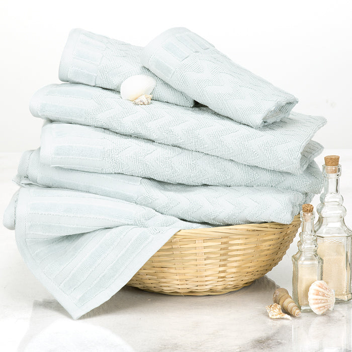 Lavish Home Chevron 100% Cotton 6 Piece Towel Set - Seafoam Image 1