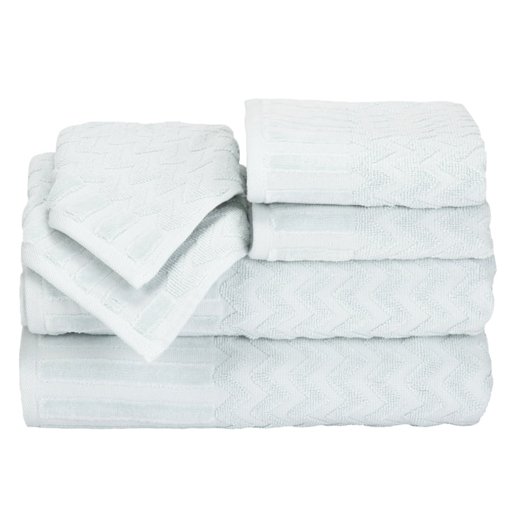 Lavish Home Chevron 100% Cotton 6 Piece Towel Set - Seafoam Image 3