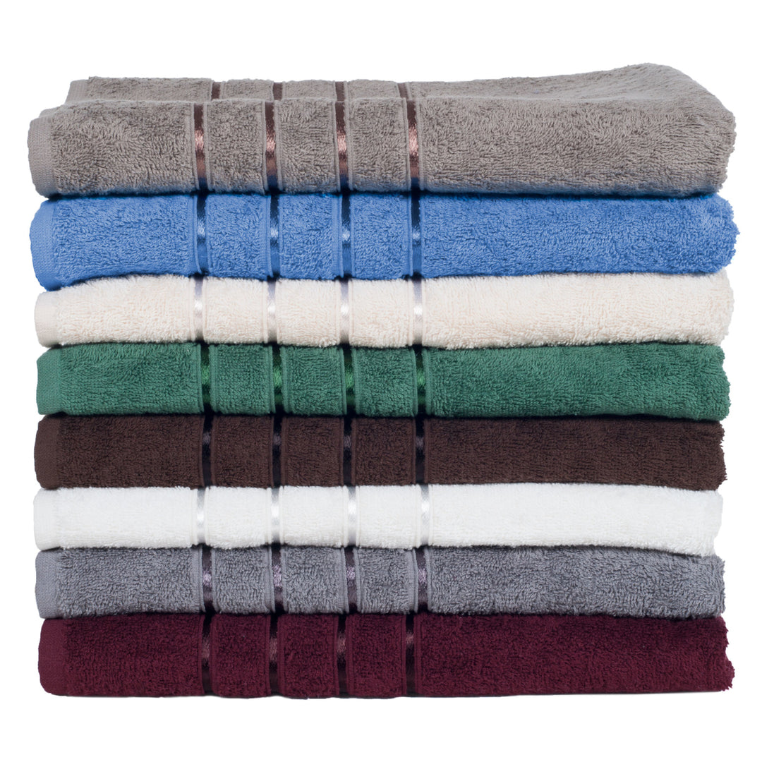 Lavish Home 8 Piece 100% Cotton Plush Bath Towel Set - Bone Image 4