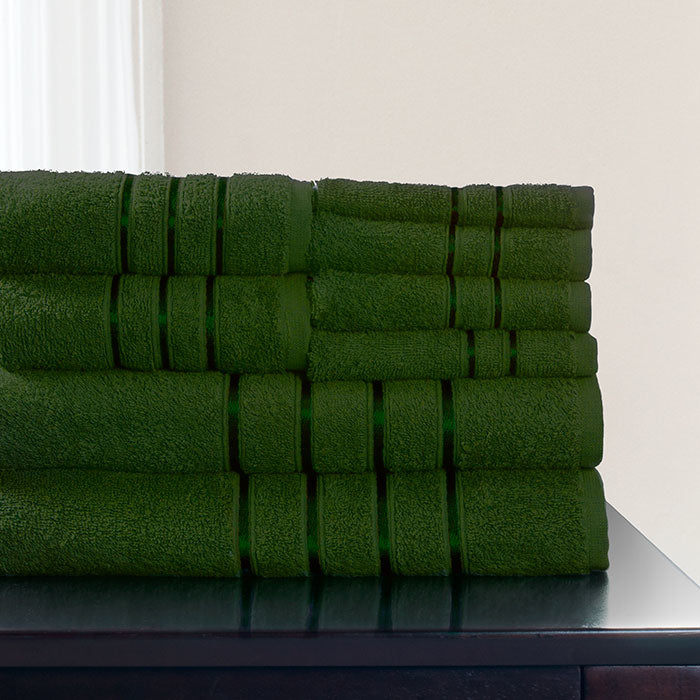 Lavish Home 8 Piece 100% Cotton Plush Bath Towel Set - Green Image 1