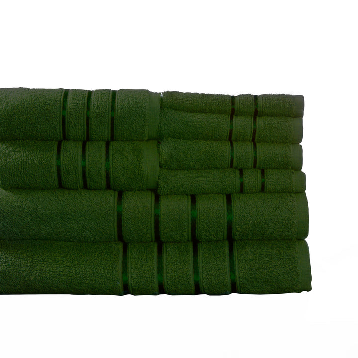Lavish Home 8 Piece 100% Cotton Plush Bath Towel Set - Green Image 3
