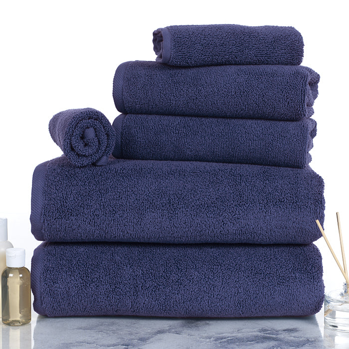 Lavish Home 100% Cotton Zero Twist 6 Piece Set - Navy Image 1