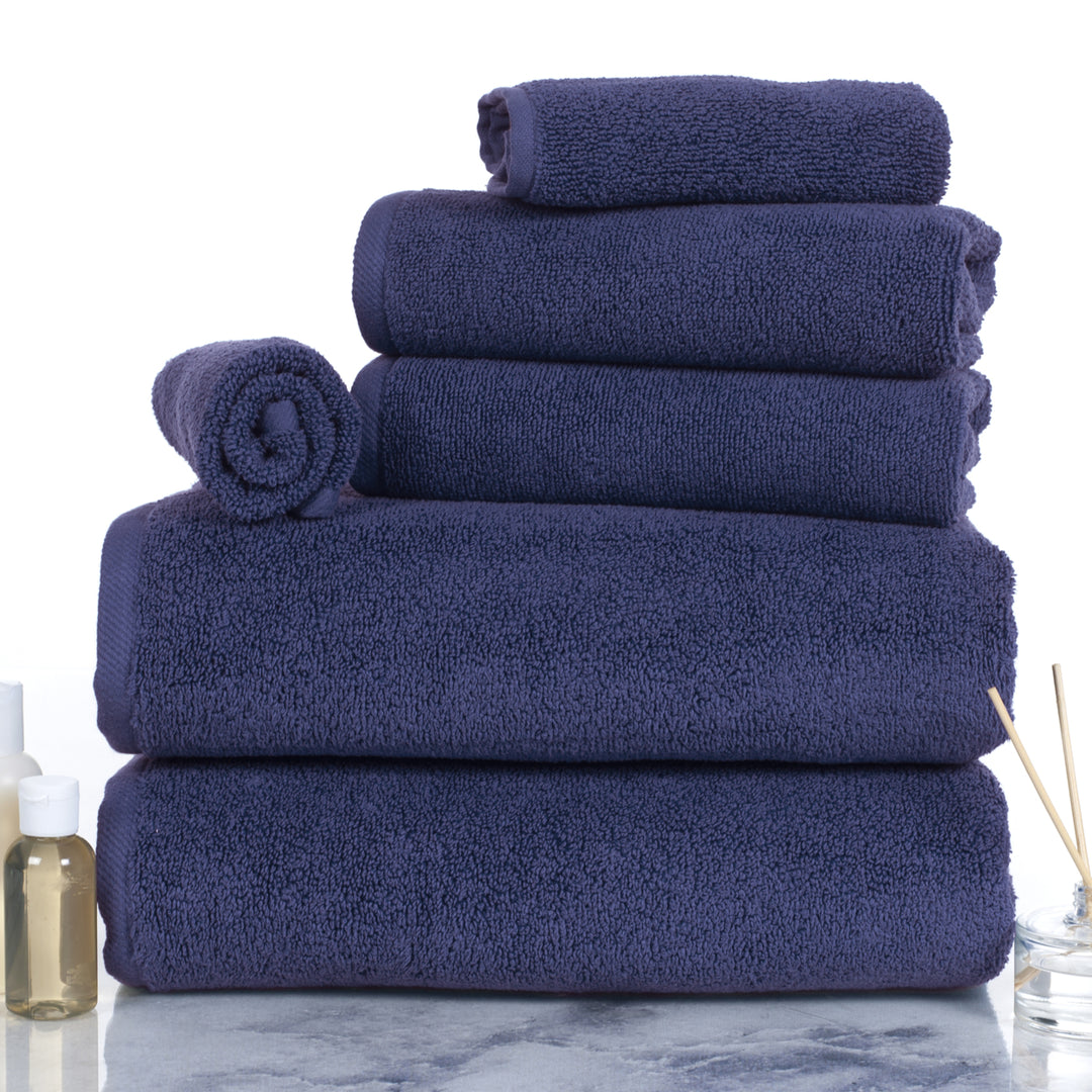 Lavish Home 100% Cotton Zero Twist 6 Piece Set - Navy Image 2