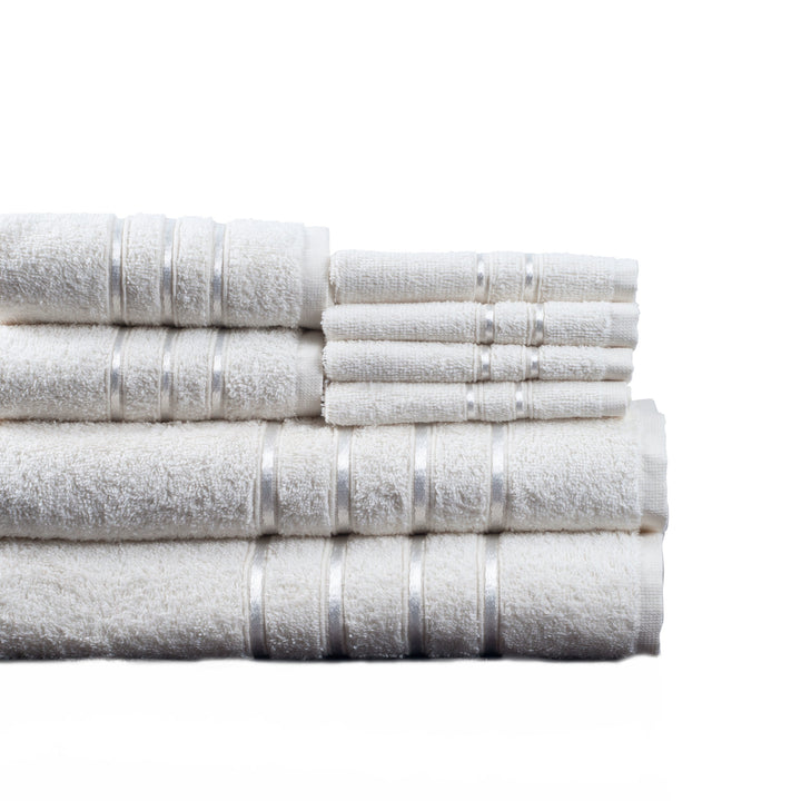 Lavish Home 8 Piece 100% Cotton Plush Bath Towel Set - White Image 3