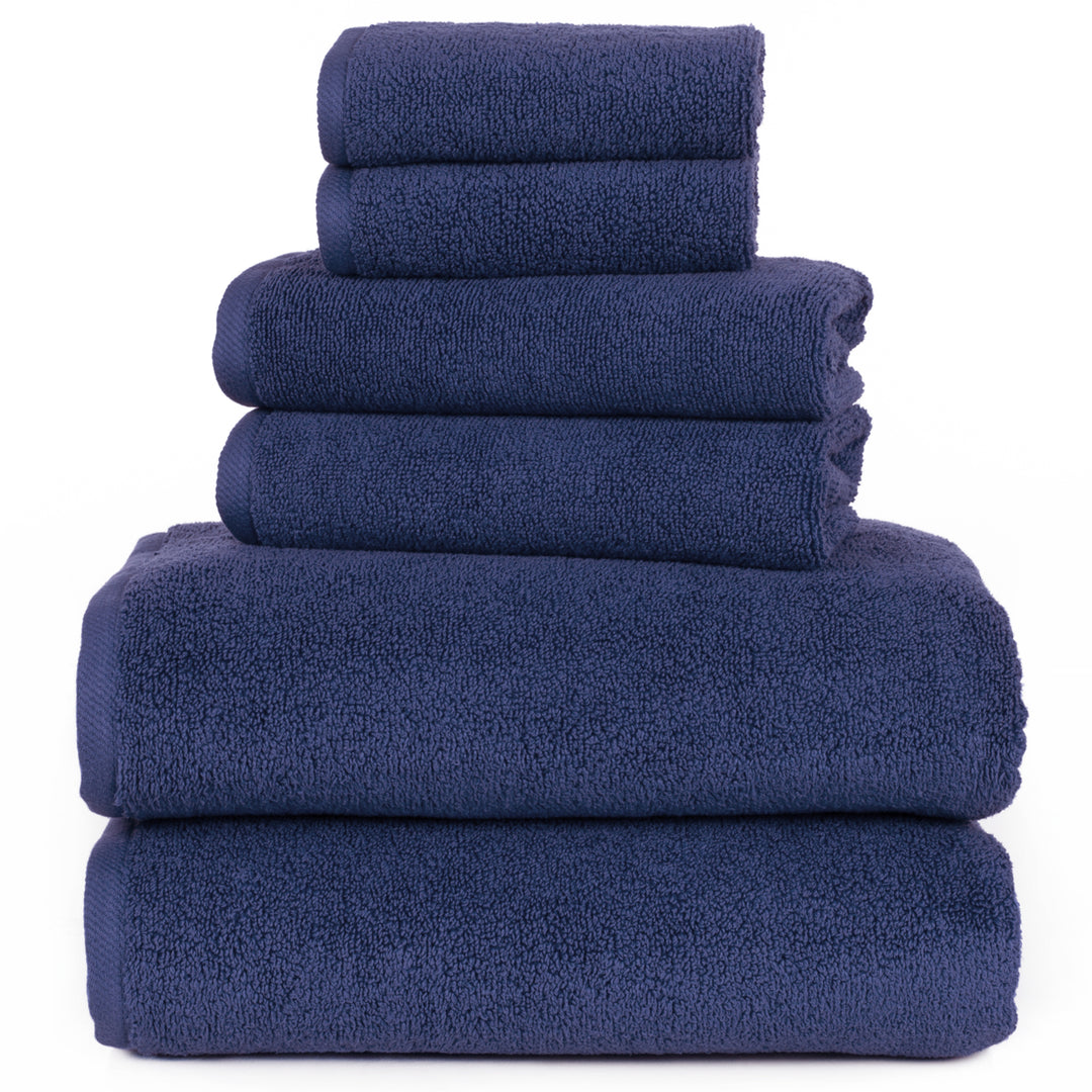 Lavish Home 100% Cotton Zero Twist 6 Piece Set - Navy Image 3