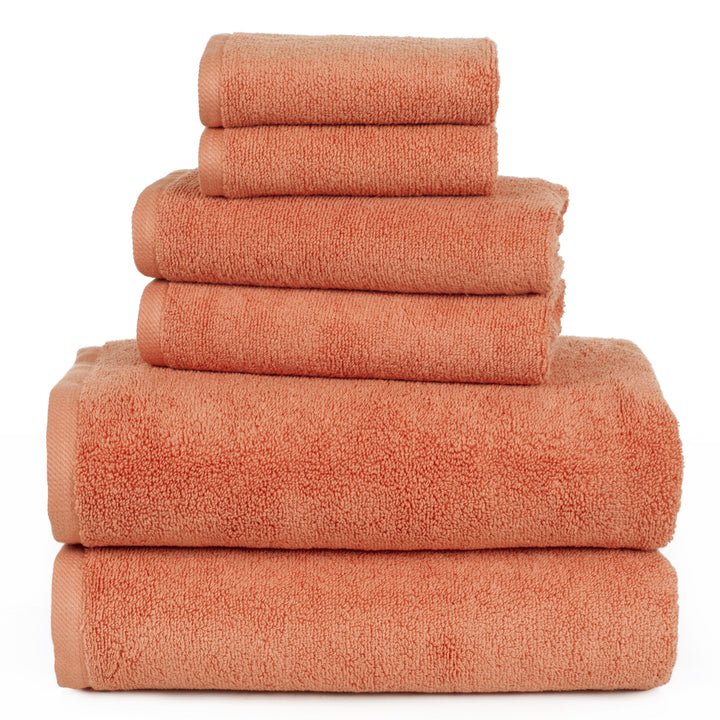 Lavish Home 100% Cotton Zero Twist 6 Piece Set - Brick Image 3