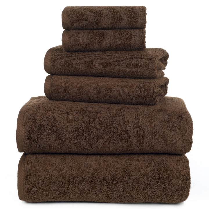 Lavish Home 100% Cotton Zero Twist 6 Piece Set - Chocolate Image 3