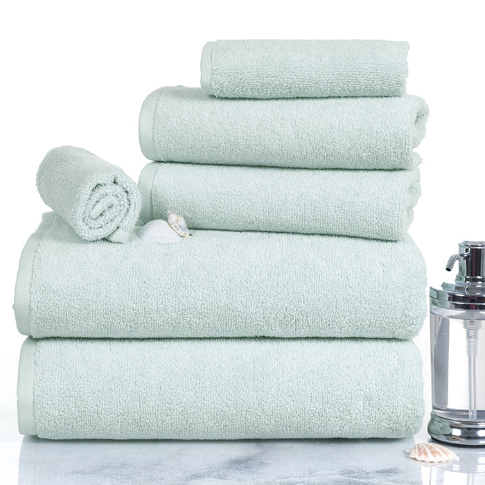 Lavish Home 100% Cotton Seafoam Towel Set 6 Piece Zero Twist 625 GSM Soft Absorbent Image 1