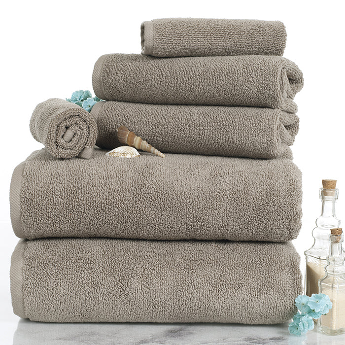 Lavish Home 100% Cotton Zero Twist Towel Set Taupe 6 Piece 625 GSM Soft Absorbent Image 1