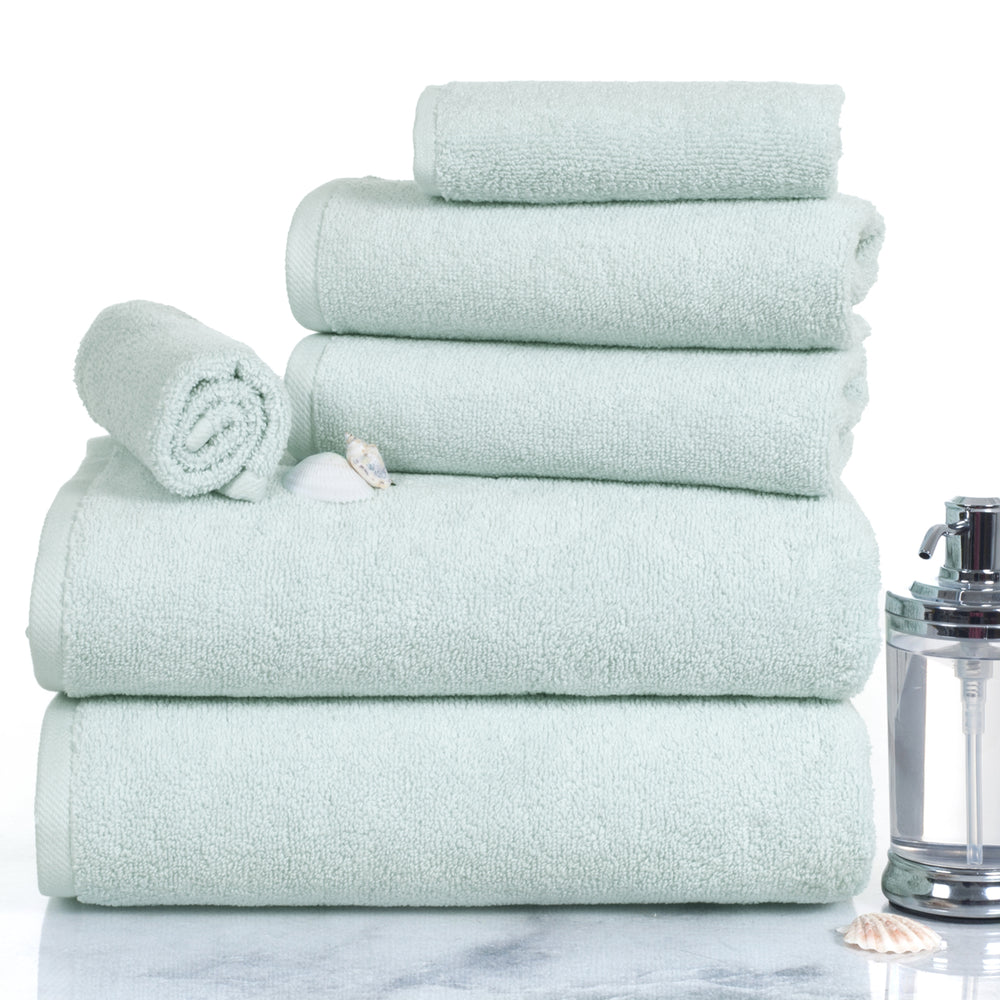 Lavish Home 100% Cotton Seafoam Towel Set 6 Piece Zero Twist 625 GSM Soft Absorbent Image 2