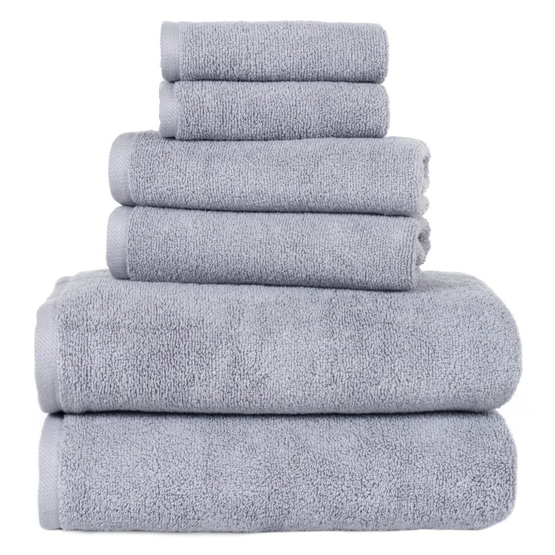 Lavish Home 100% Cotton Zero Twist Towel Set Silver 6 Piece 625 GSM Absorbent Image 3