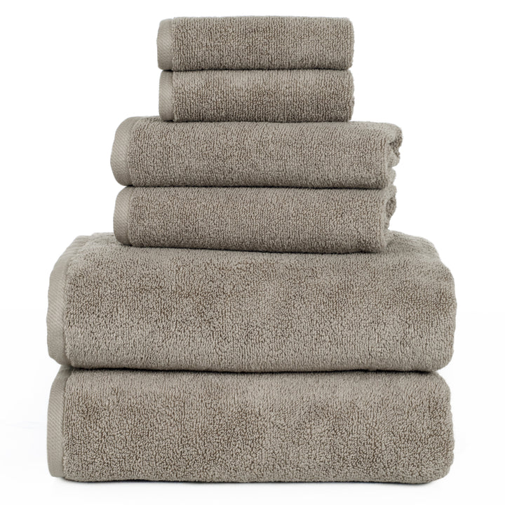 Lavish Home 100% Cotton Zero Twist Towel Set Taupe 6 Piece 625 GSM Soft Absorbent Image 3