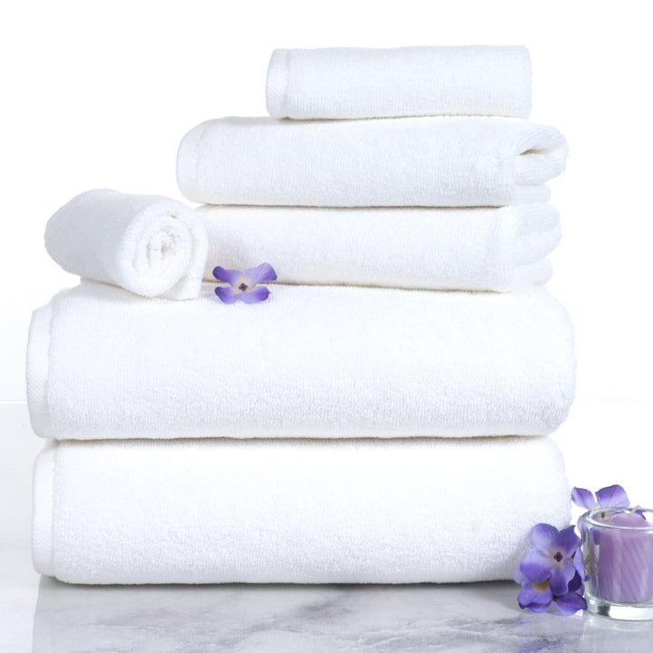 Lavish Home 100% Cotton White Zero Twist Towel Set 6 Piece 625 GSM Soft Absorbent Image 2