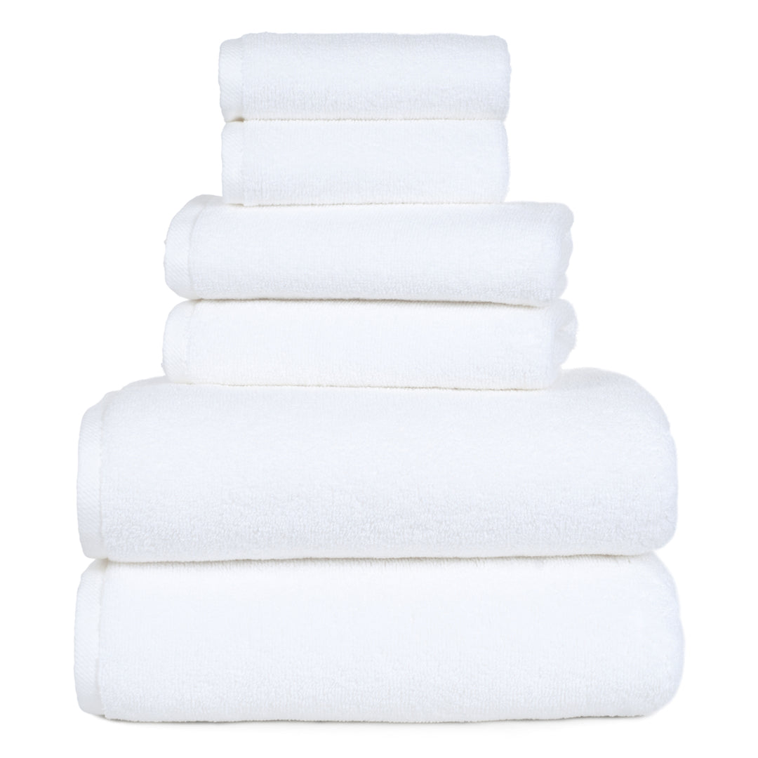 Lavish Home 100% Cotton White Zero Twist Towel Set 6 Piece 625 GSM Soft Absorbent Image 3