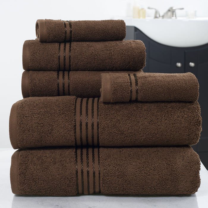 Lavish Home 100% Cotton Hotel Towel Set 6 Piece Chocolate Soft Absorbent 625 GSM Image 1