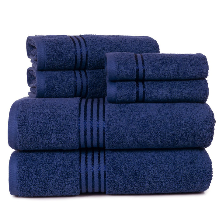 Lavish Home 100% Cotton Navy 6-Piece Towel Set Bath Hand Washcloths Soft Absorbent Image 1