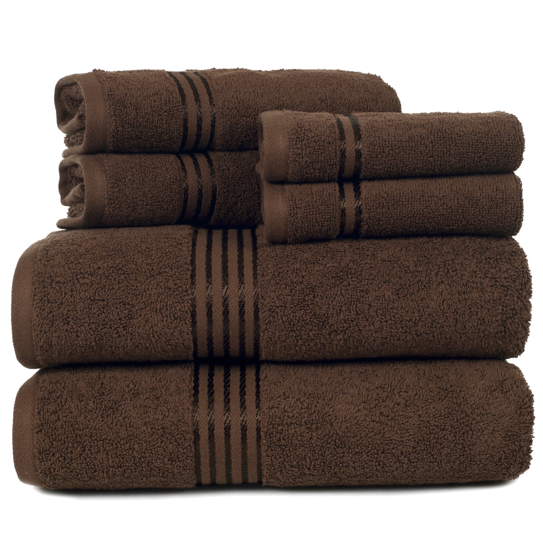 Lavish Home 100% Cotton Hotel Towel Set 6 Piece Chocolate Soft Absorbent 625 GSM Image 3