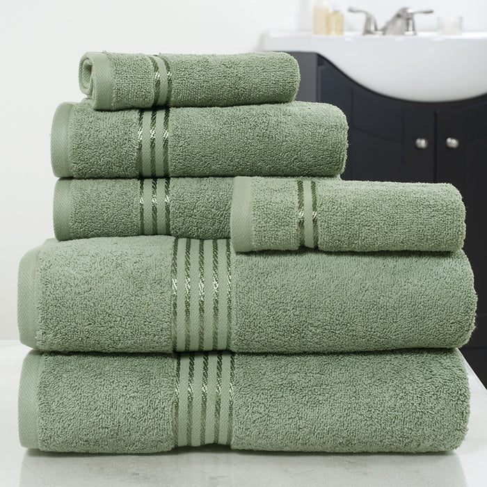 Lavish Home 100% Cotton Hotel 6 Piece Towel Set - Green Image 1