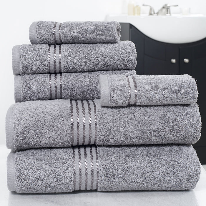 6-Piece Lavish Home Silver 100% Cotton Hotel Towel Set Image 1