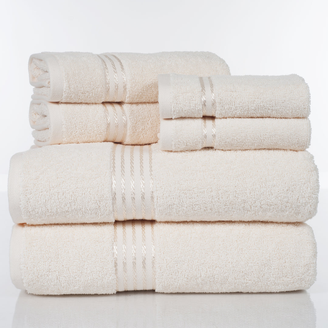 Lavish Home 100% Cotton Hotel 6 Piece Towel Set - Ivory Image 3