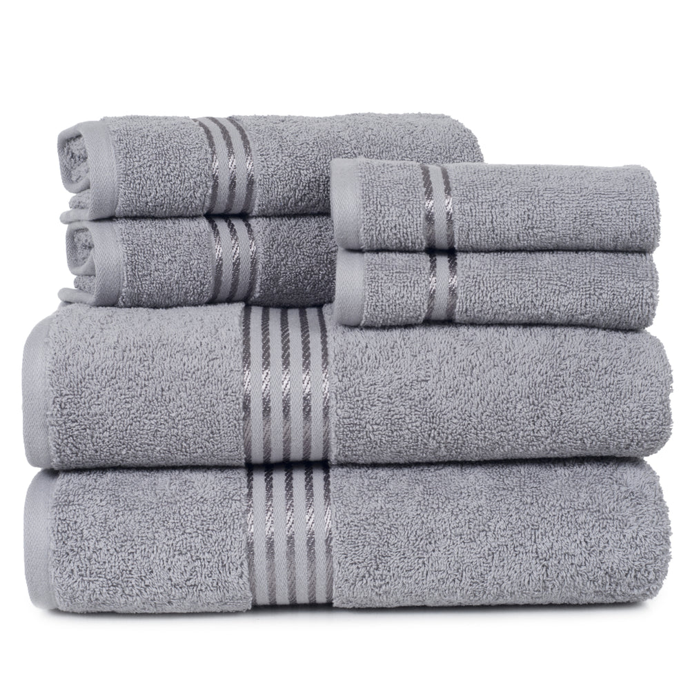 6-Piece Lavish Home Silver 100% Cotton Hotel Towel Set Image 2