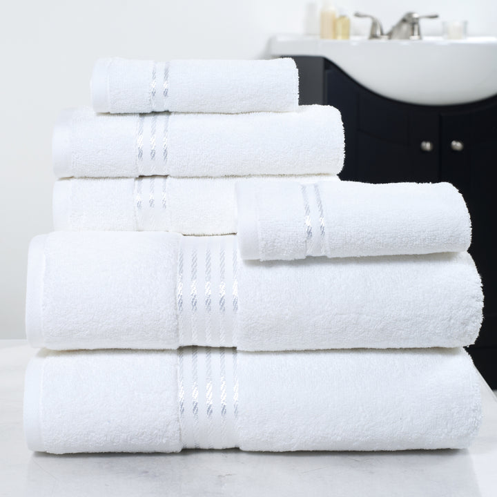 Lavish Home 100% Cotton Hotel Towel Set White 6 Piece Soft Absorbent 625 GSM Image 2