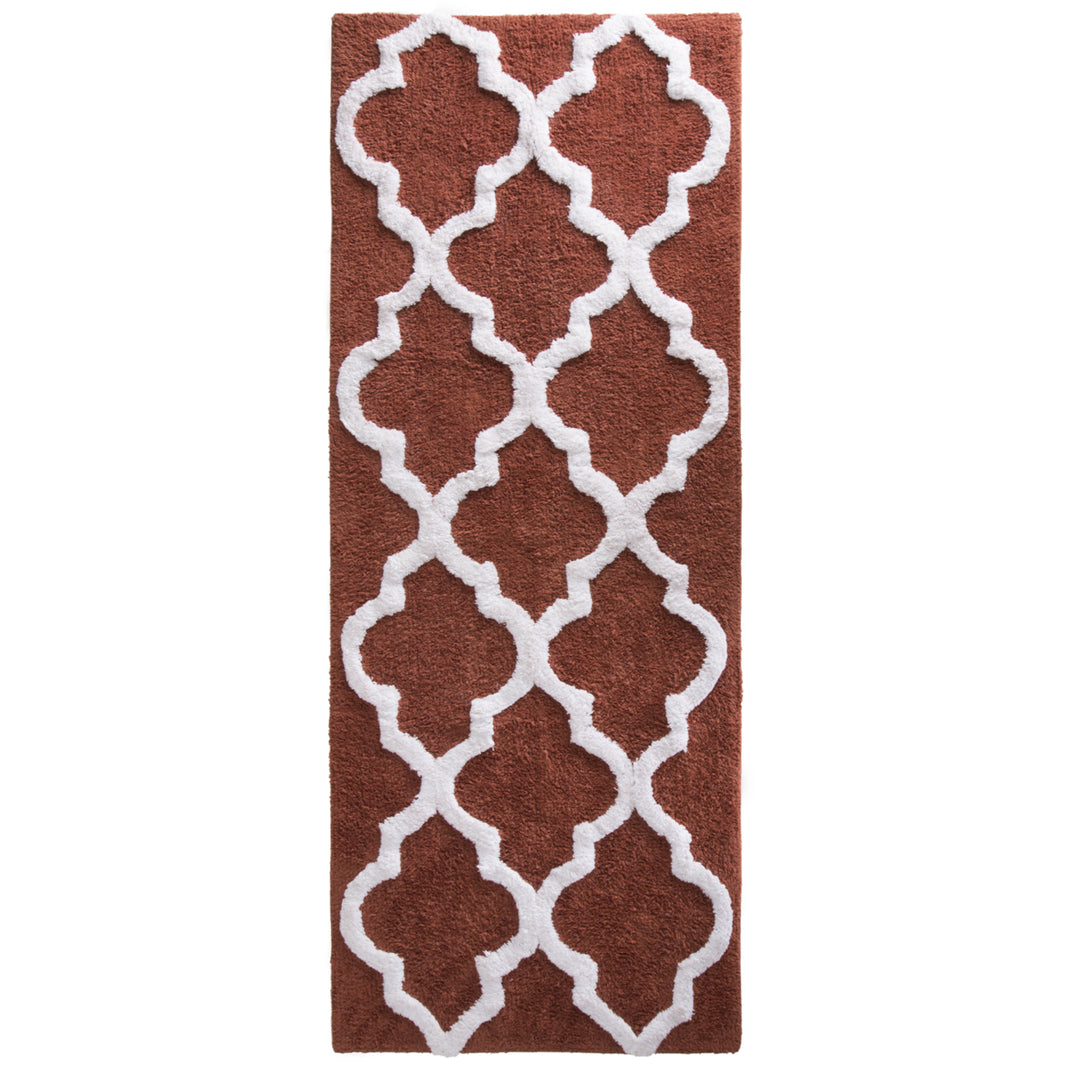 Lavish Home Cotton Trellis Bathroom Mat 24x60 inches Brick Anti-Skid Rug Image 4