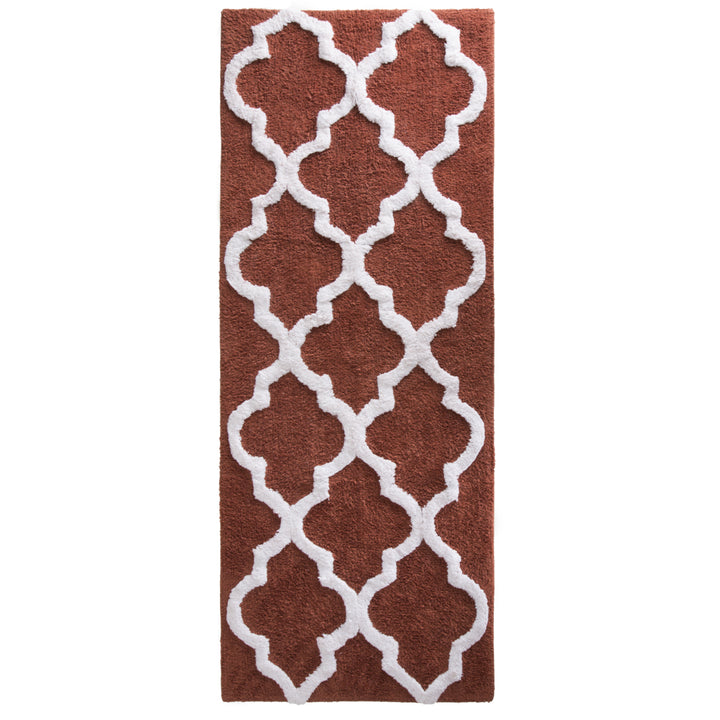 Lavish Home Cotton Trellis Bathroom Mat 24x60 inches Brick Anti-Skid Rug Image 4