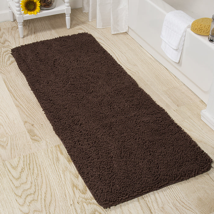 Lavish Home Memory Foam Shag Bath Mat 2-feet by 5-feet - Chocolate Image 1