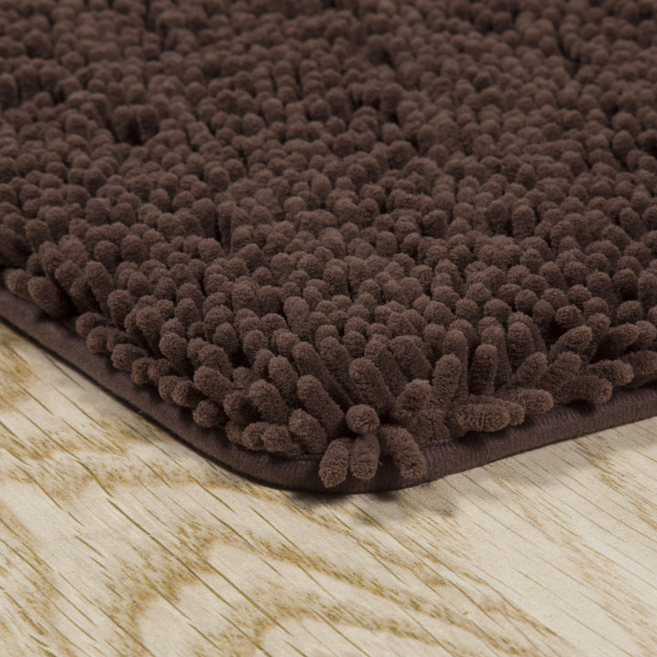 Lavish Home Memory Foam Shag Bath Mat 2-feet by 5-feet - Chocolate Image 3