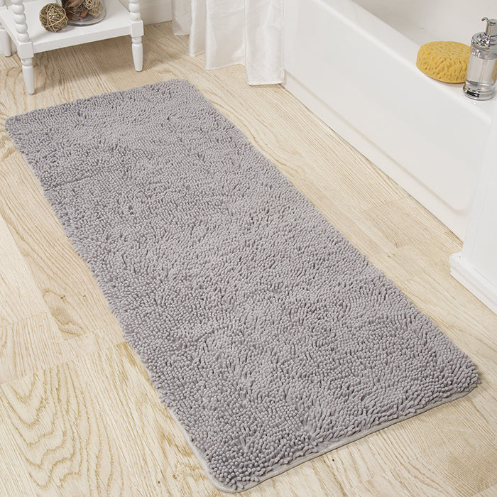 Lavish Home Memory Foam Shag Bath Mat Grey 24x60 Inches Non-Slip Plush 1 Inch Image 1