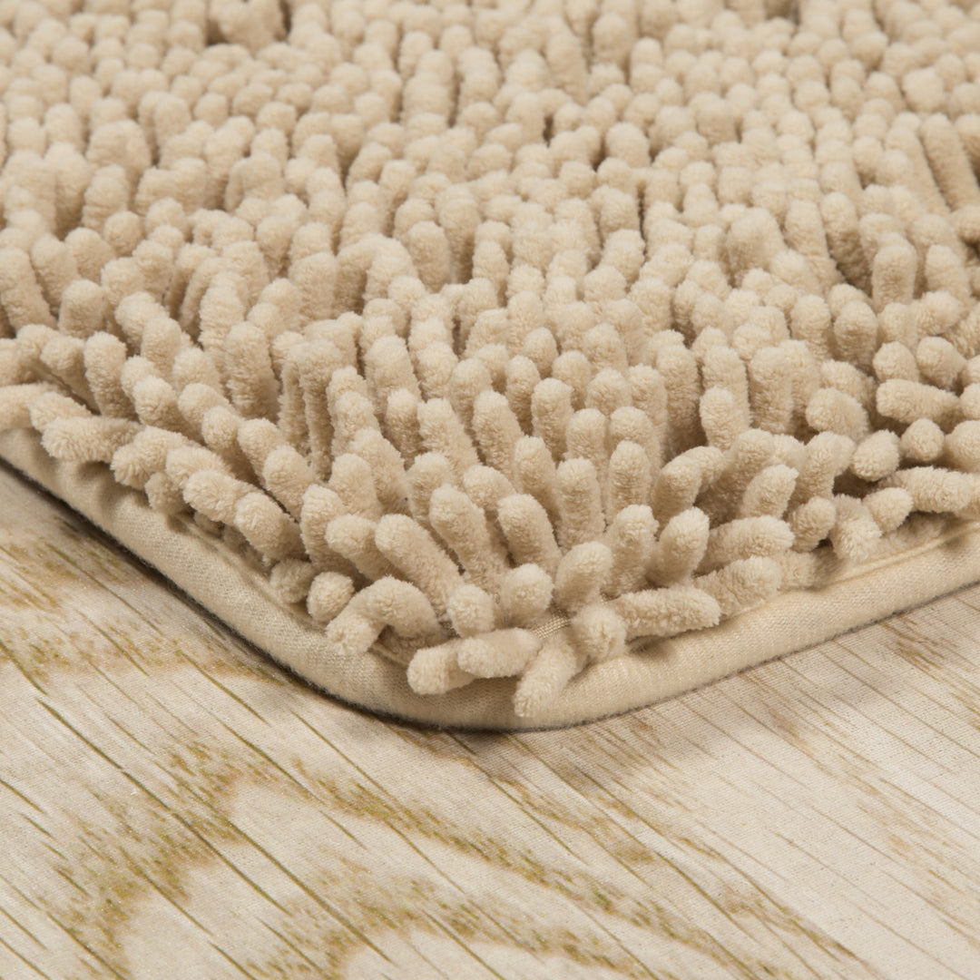 Lavish Home Memory Foam Shag Bath Mat 2-feet by 5-feet - Ivory Image 3