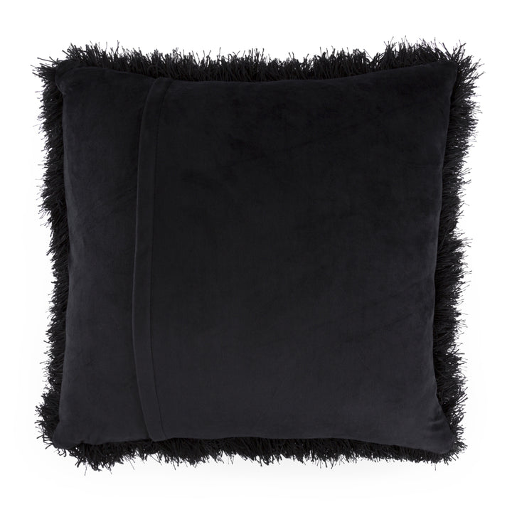 Lavish Home Black Shag Floor Pillow 23x23 Soft Durable Decorative Cushion Image 4