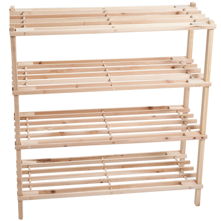 Lavish Home 4 Tier Blonde Wood Shoe Rack Image 3