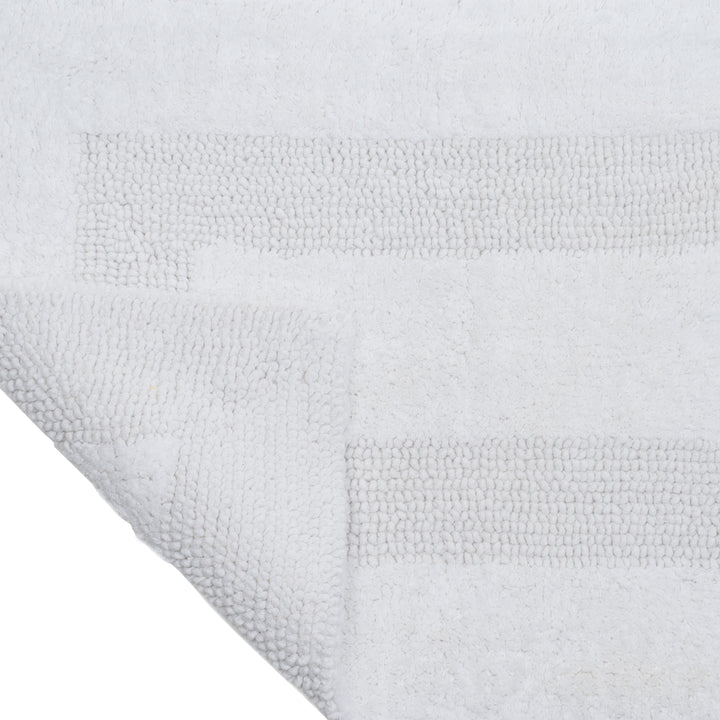 Lavish Home 100% Cotton Reversible Long Bath Rug - White - 24x60 Image 3