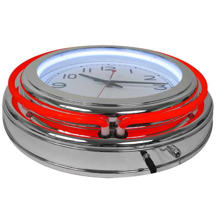 14 Inch Double Ring Neon Clock Red Outer and White Inner Ring Image 4