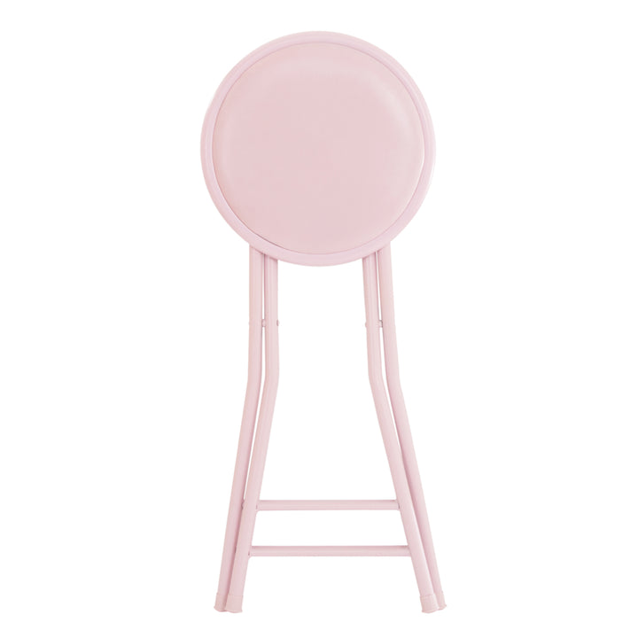 Pink Folding Stool  Heavy Duty 24-Inch Collapsible Padded Round Stool with 300 Pound Limit Image 3
