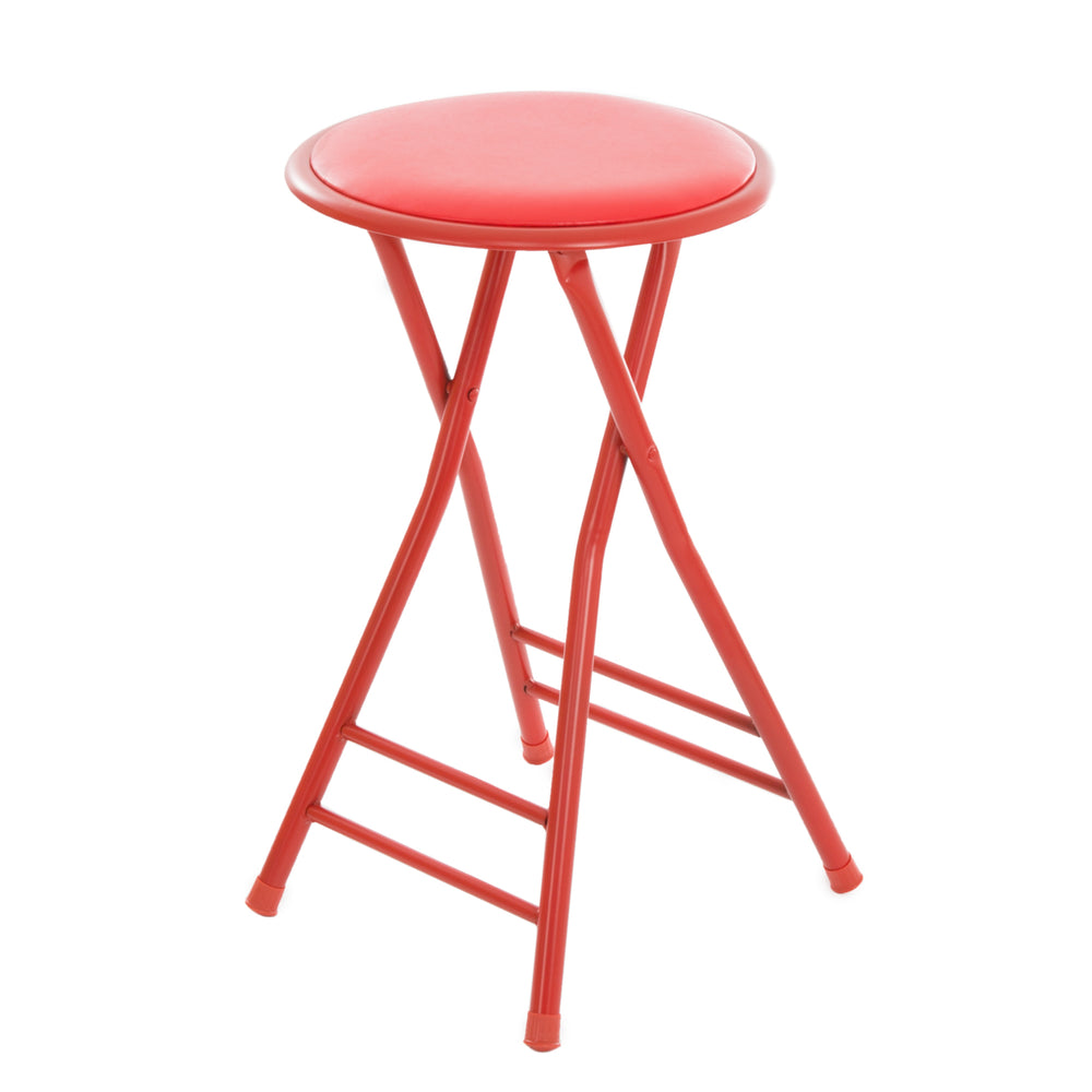 Folding Stool  Heavy Duty 24-Inch Collapsible Padded Round Stool with 300 Pound Limit Image 2