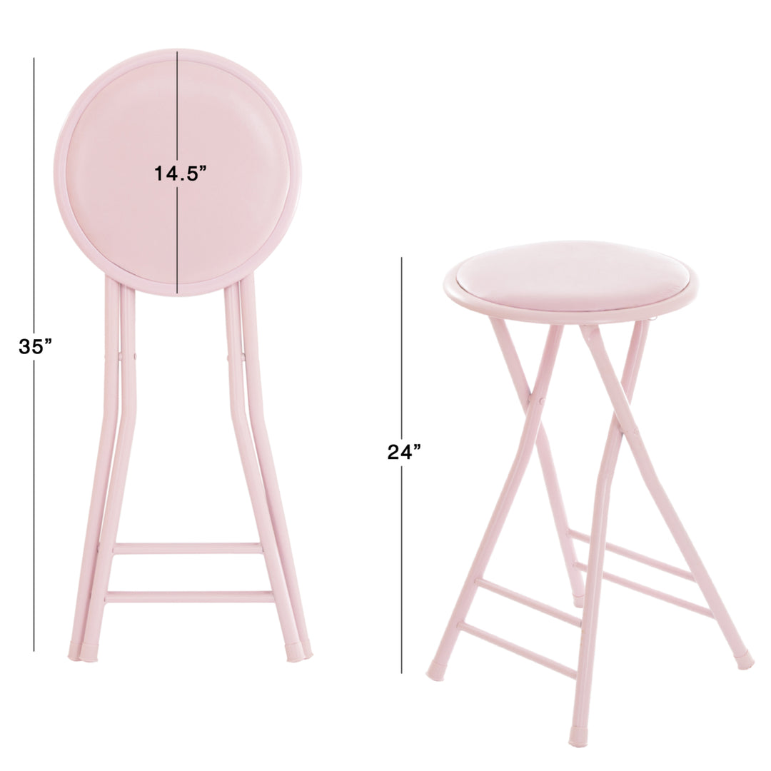 Pink Folding Stool  Heavy Duty 24-Inch Collapsible Padded Round Stool with 300 Pound Limit Image 4