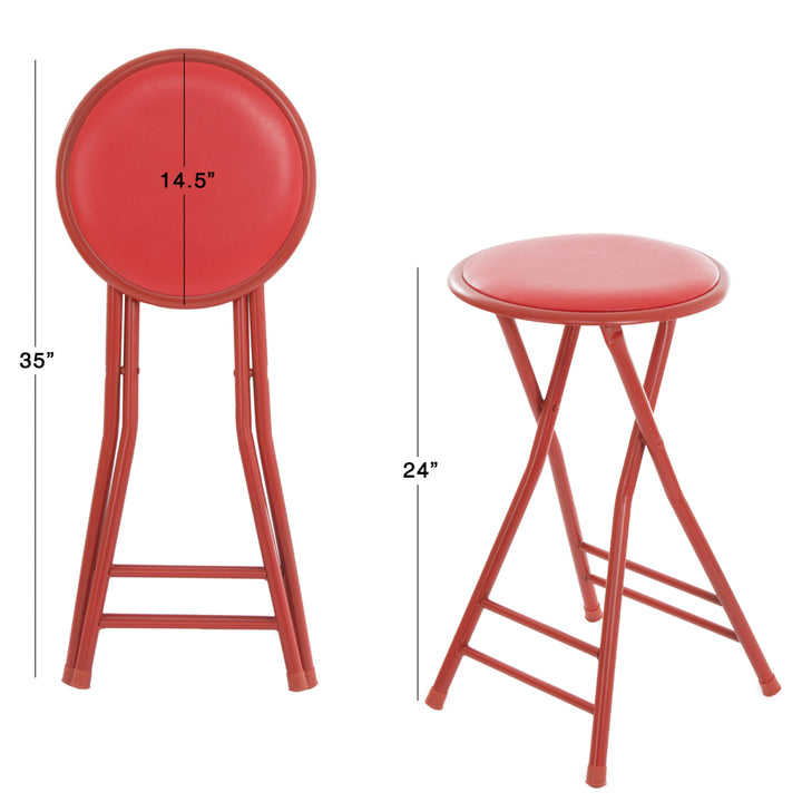 Folding Stool  Heavy Duty 24-Inch Collapsible Padded Round Stool with 300 Pound Limit Image 4