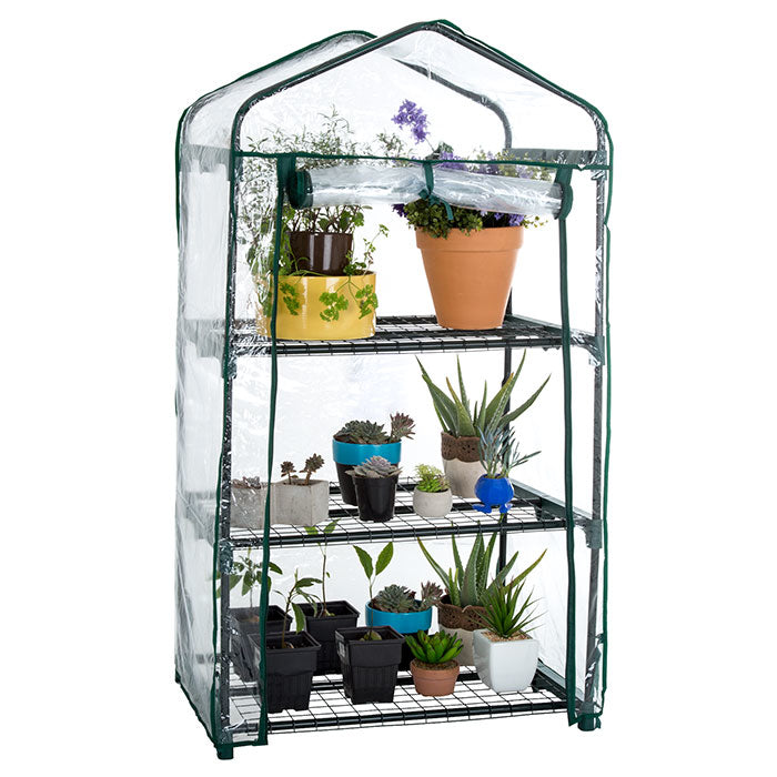 Pure Garden 3 Tier Mini Greenhouse with Cover 27.5 x 19 x 50 inches Image 1
