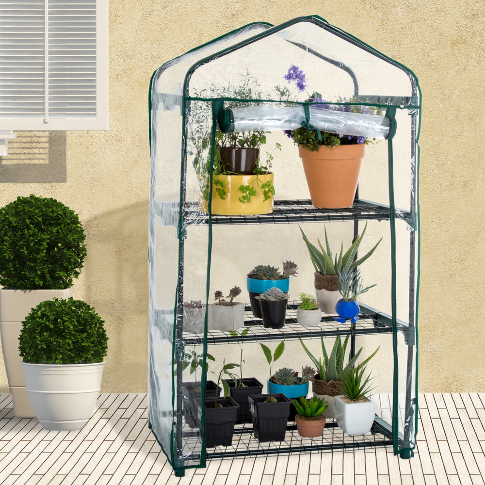 Pure Garden 3 Tier Mini Greenhouse with Cover 27.5 x 19 x 50 inches Image 2