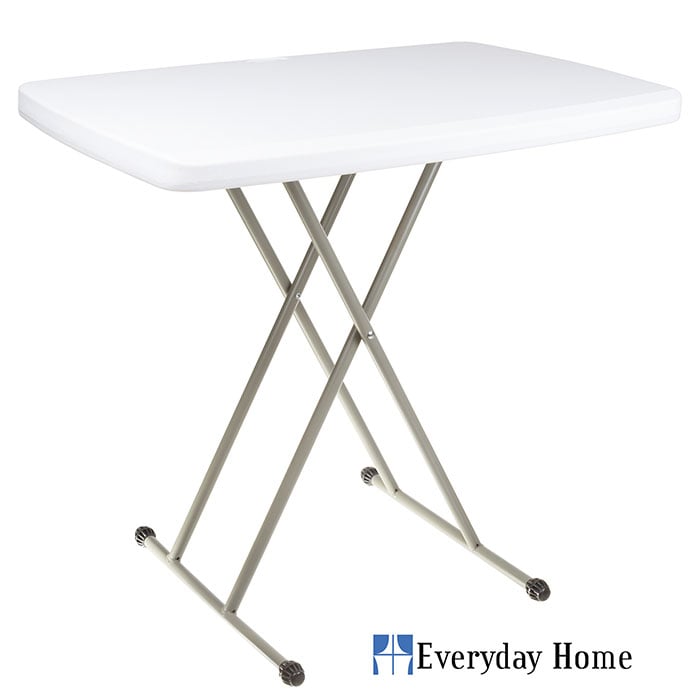 Everyday Home Folding Table 30x20 Adjustable Height Indoor Outdoor Stain Resistant Image 1