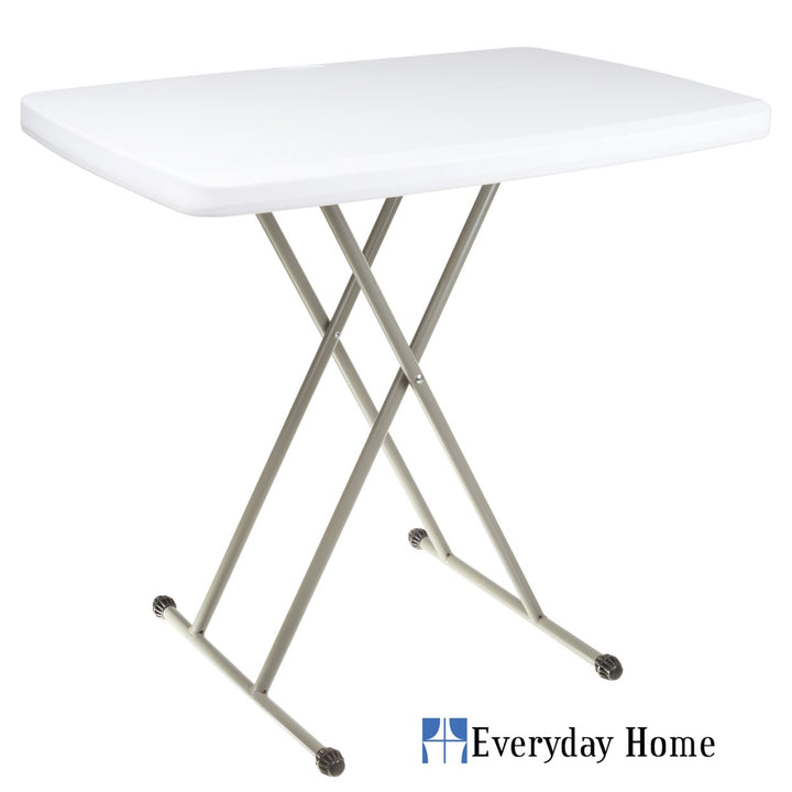 Everyday Home Folding Table 30x20 Adjustable Height Indoor Outdoor Stain Resistant Image 2