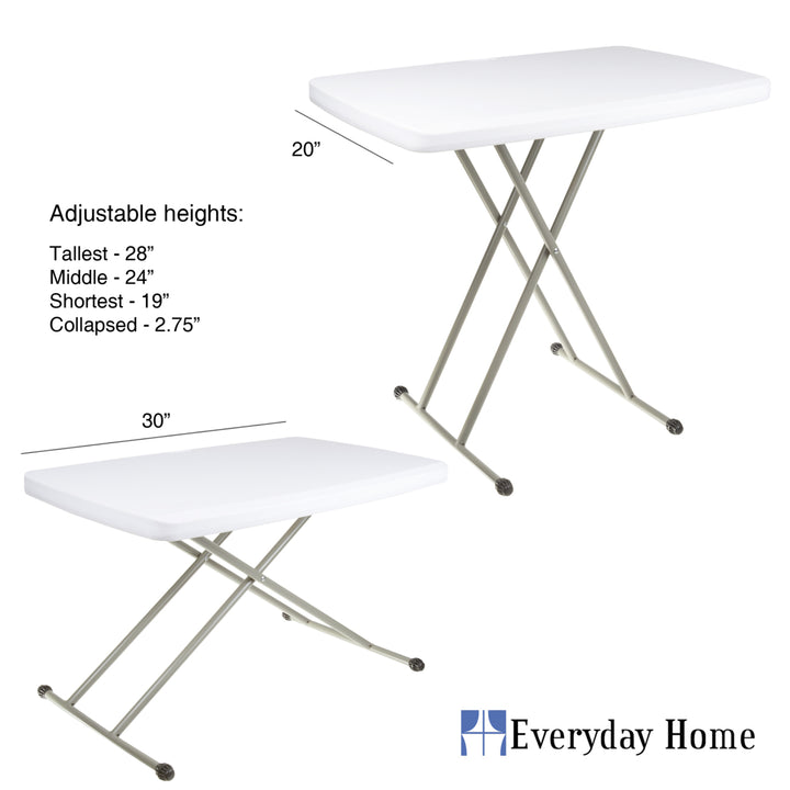 Everyday Home Folding Table 30x20 Adjustable Height Indoor Outdoor Stain Resistant Image 4