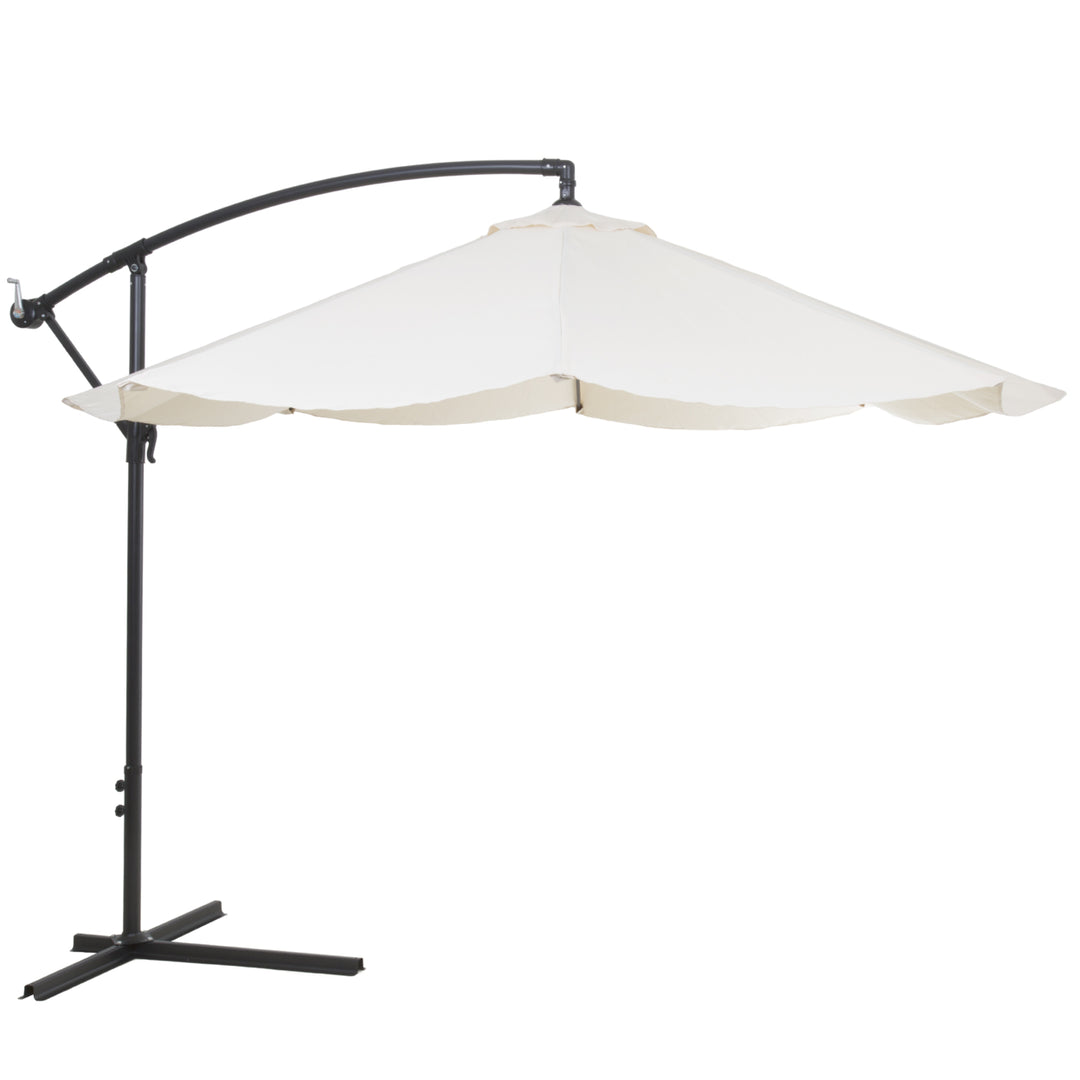 Offset 10 Foot Aluminum Hanging Patio Umbrella - Tan with Base Bars Image 4