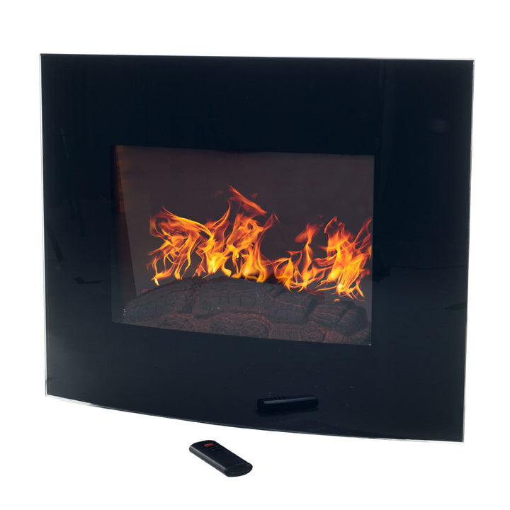 Northwest Black Curved Glass Electric Fireplace Wall Mount and Remote Image 4