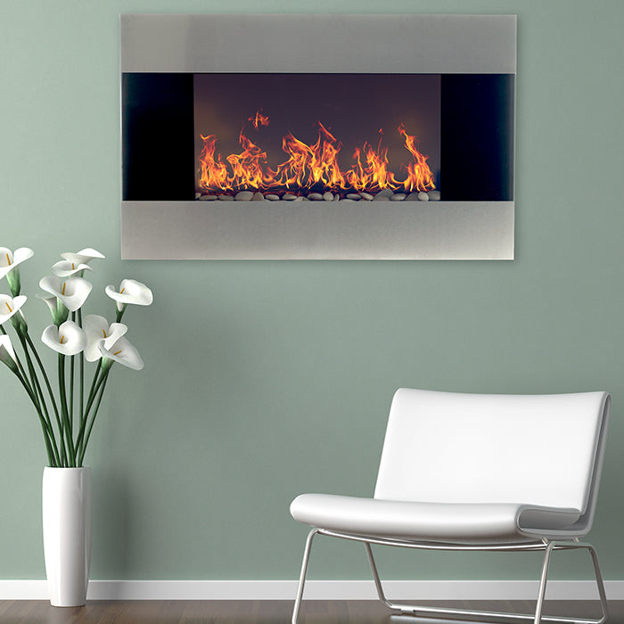 Northwest Stainless Steel Electric Fireplace with Wall Mount and Remote Image 1