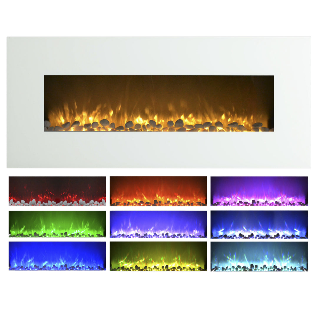 Northwest 50" White Electric Fireplace Color Changing Wall Mounted Remote Included Image 1